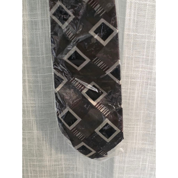 Men's Milano Moda Necktie One Size Brown Gray Patterned - Picture 2 of 8